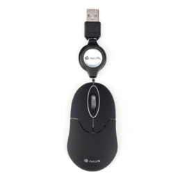 SIN BLACK: NGS MOUSE USB 3 TASTI 1000DPI CAVO RETRATTILE COLORE NERO