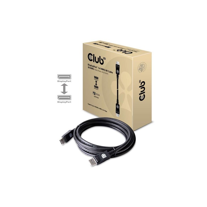CAC-1060: CLUB3D DISPLAYPORT 1.4 HBR3 CABLE MALE / MALE 3 METERS /9.84FT
