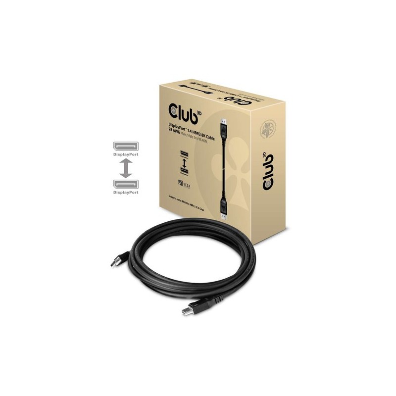 CAC-1061: CLUB3D DISPLAYPORT 1.4 HBR3 CABLE MALE / MALE 5 METERS/16.40FT 8K @60HZ   28AWG