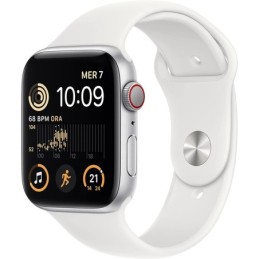 MNK23TY/A: APPLE WATCH SE GPS 44MM SILVER ALUMINIUM CASE WITH WHITE SPORT BAND - REGULAR