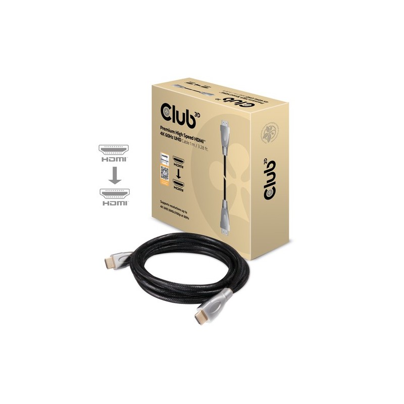 CAC-1311: CLUB3D CAVO HDMI 2.0 MASCHIO TO HDMI 2.0 MASCHIO HIGH SPEED 4K UHD 1M