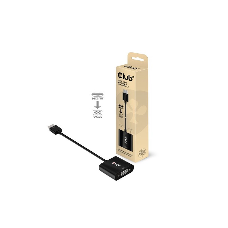 CAC-1302: CLUB3D HDMI 1.4 TO VGA ACTIVE ADAPTER WITH AUDIO M/F