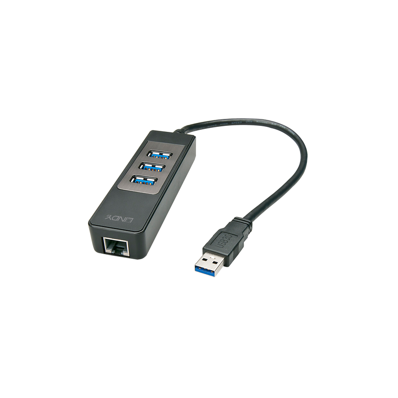 43176-A: LINDY ADATTATORE USB 3.1 GIGABIT ETHERNET  HUB
