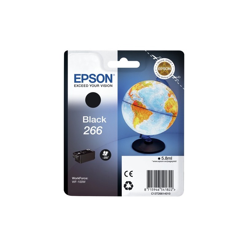 C13T26614010: EPSON SINGLEPACK BLACK 266 INK CARTRIDGE WF-100W 5