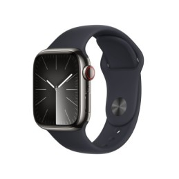 MRJ93QL/A: APPLE WATCH SERIES9 GPS + CELLULAR 41MM GRAPHITE STAINLESS STEEL CASE WITH MIDNIGHT SPORT BAND - M/