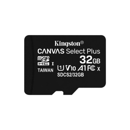 SDCS2/32GB: KINGSTON MICRO SDHC 32GB CANVAS SELECT 80R CL10 UHS-I CON ADATTATORE SD
