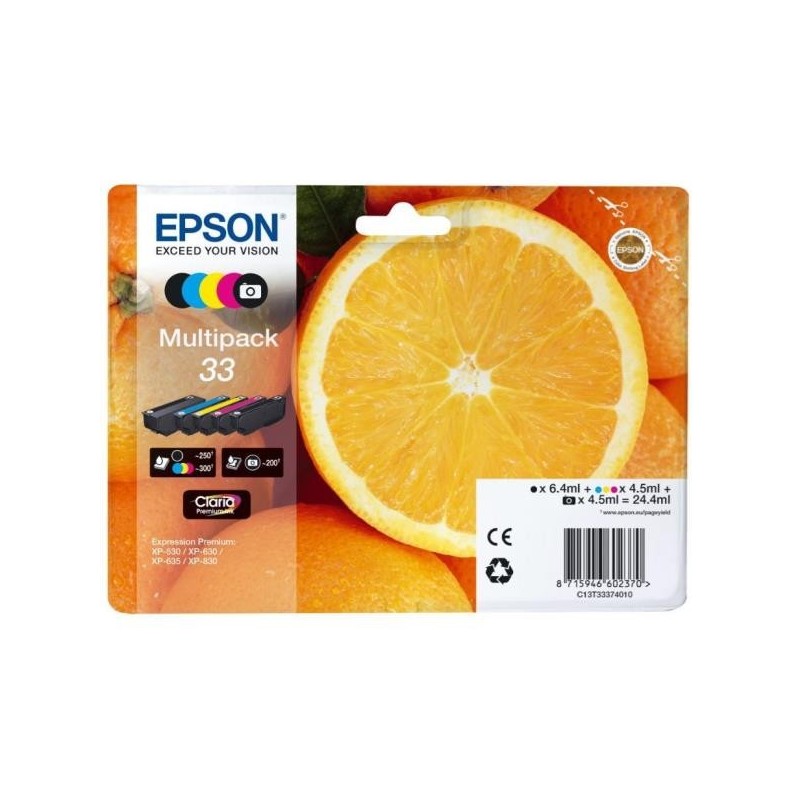 C13T33574011: EPSON CART INK MULTIPACK (BK-C-M-Y)
