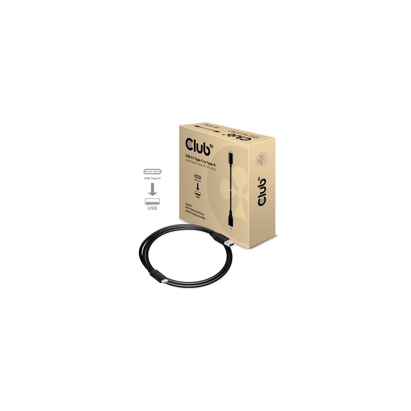 CAC-1523: CLUB3D USB TYPE C 3.1 GEN 2 MALE (10GBPS) TO TYPE A MALE CABLE 1METER /  3.28FEET