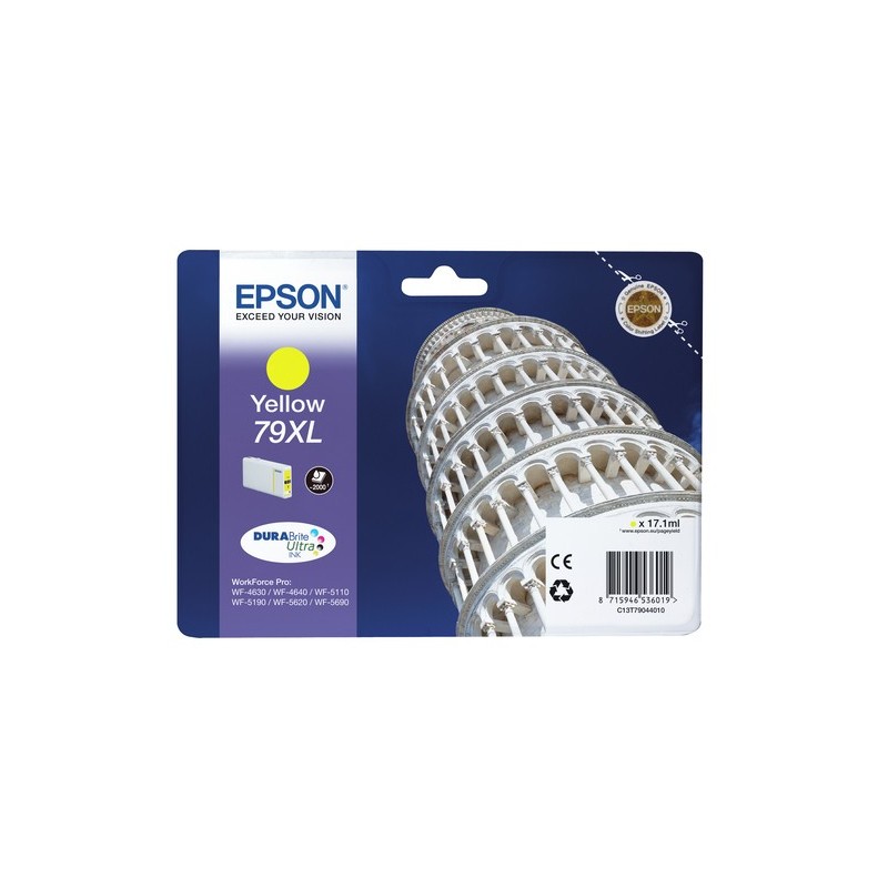 C13T79044010: EPSON CART INK GIALLO XL PER WF-5620 SERIE TORRE DI PISA