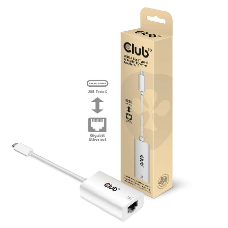 CAC-1519: CLUB3D USB TYPE C 3.1 GEN 1 GEN 1  MALE  TO 1GB ETHERNET FEMALE ACTIVE ADAPTER