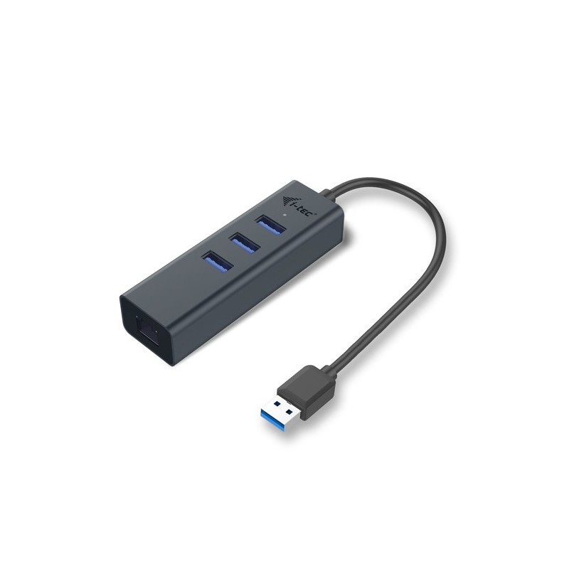 U3METALG3HUB: I-TEC HUB USB 3.0 3 PORTE + ADATTATORE GIGABIT ETHERNET