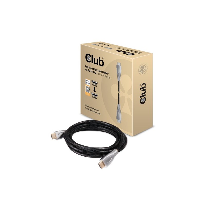 CAC-1310: CLUB3D PREMIUM HIGH SPEED HDMI 2.0 4K60HZ UHD CABLE 3 M/ 9.8 FT