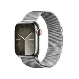 MRJ43QL/A: APPLE WATCH SERIES9 GPS + CELLULAR 41MM SILVER STAINLESS STEEL CASE WITH SILVER MILANESE LOOP