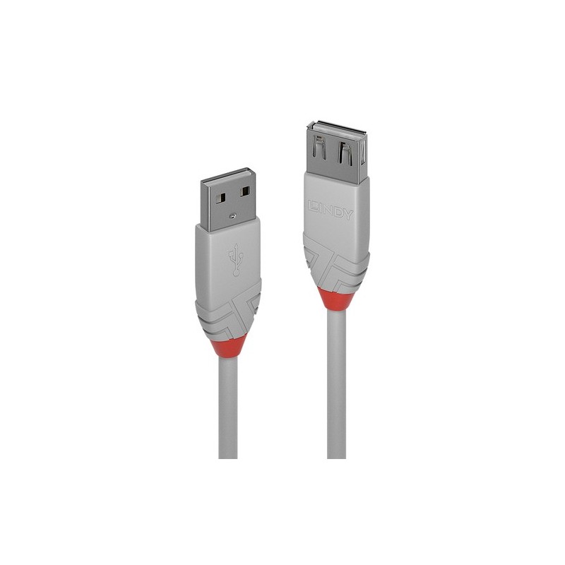 36713: LINDY 2M USB 2.0 KABEL AM/AF GREY