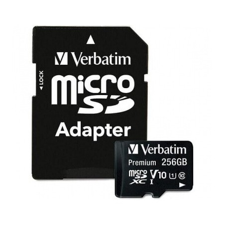44087: VERBATIM MICRO SDXC PREMIUM 256GB CLASS 10 INC ADAPTER