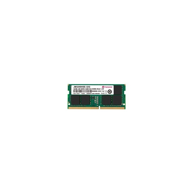 JM3200HSE-32G: TRANSCEND RAM SODIMM 32GB DDR4 2X16GB 3200MHZ CL22 1.2V