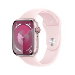 MRMK3QL/A: APPLE WATCH SERIES9 GPS + CELLULAR 45MM PINK ALUMINIUM CASE WITH LIGHT PINK SPORT BAND - S/M