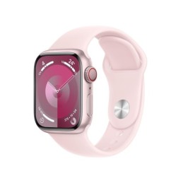 MRHY3QL/A: APPLE WATCH SERIES9 GPS + CELLULAR 41MM PINK ALUMINIUM CASE WITH LIGHT PINK SPORT BAND - S/M