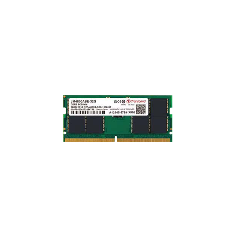 JM4800ASE-16G: TRANSCEND RAM 16GB JM DDR5 4800 SO-DIMM 1Rx8 2Gx8 CL40 1.1V