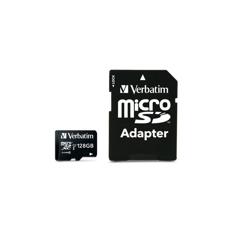 44085: VERBATIM MICRO SDXC 128GB CLASSE 10 + ADATTATORE