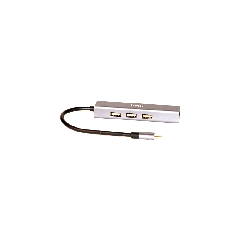 LKADAT127: LINK ADATTATORE USB-C MASCHIO CON PRESA RETE RJ45 10/100 + HUB 3 PORTE USB 2.0